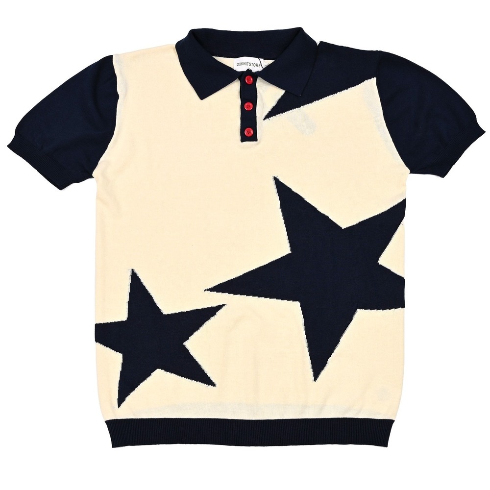Oxknit Star Knit Polo Shirt Retro Casual Men's XL 60s 70s Mod Preppy